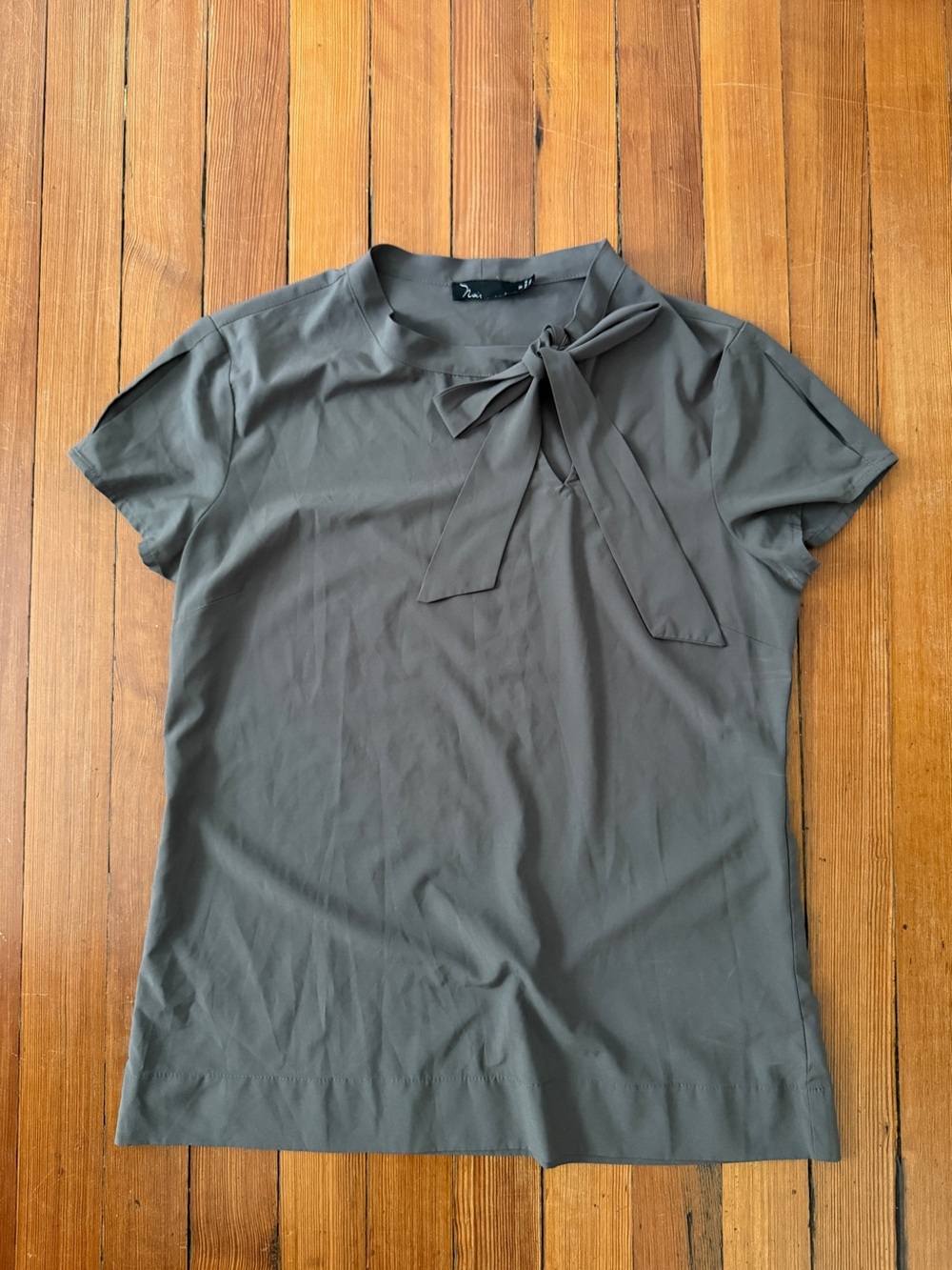 Noir Neck Tie Top Taupe Brown